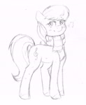 Size: 2856x3497 | Tagged: safe, artist:lightisanasshole, octavia melody, earth pony, pony, g4, blushing, clothes, colored hooves, ear fluff, female, high res, looking at you, scarf, sketch, solo, traditional art, winter outfit