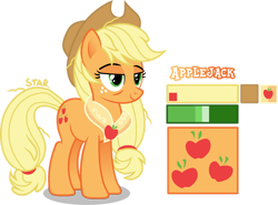 Size: 1280x948 | Tagged: safe, artist:star-gaze-pony, applejack, earth pony, pony, g4, older, older applejack, redesign, simple background, solo, transparent background