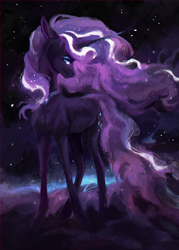 Size: 1900x2659 | Tagged: safe, artist:weird--fish, idw, nightmare rarity, pony, unicorn, g4, ethereal mane, solo