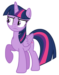 Size: 5317x6750 | Tagged: safe, artist:estories, twilight sparkle, alicorn, pony, g4, absurd resolution, female, folded wings, frown, looking at something, mare, raised hoof, simple background, solo, transparent background, twilight sparkle (alicorn), vector, wings