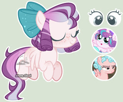 Size: 1024x848 | Tagged: safe, artist:stormcloud-yt, cozy glow, princess flurry heart, oc, unnamed oc, alicorn, pegasus, pony, g4, base used, bow, eyes closed, female, filly, flying, foal, gray background, hair bow, magical lesbian spawn, offspring, parent:cozy glow, parent:princess flurry heart, parents:cozyheart, pegasus oc, screencap reference, simple background