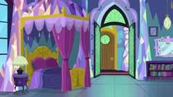 Size: 1280x720 | Tagged: safe, screencap, g4, my little pony best gift ever, background, bed, bedroom, liminal space, no pony, scenic ponyville, twilight's castle