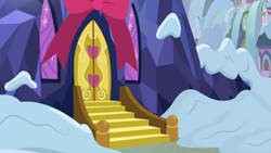 Size: 1280x720 | Tagged: safe, screencap, best gift ever, g4, background, no pony, ponyville, scenic ponyville, snow, twilight's castle