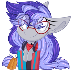Size: 2184x2130 | Tagged: safe, artist:lbrcloud, oc, oc only, oc:cinnabyte, pony, adorkable, bandana, cinnabetes, commission, cute, dork, gaming headset, glasses, headphones, headset, high res, present, simple background, smiling, solo, transparent background, ych result