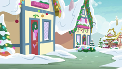 Size: 1280x720 | Tagged: safe, screencap, best gift ever, g4, background, no pony, ponyville, scenic ponyville, snow, winter