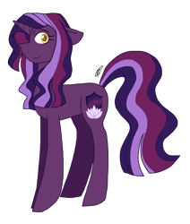 Size: 1430x1685 | Tagged: safe, artist:gallantserver, oc, oc only, oc:hibiscus, pony, unicorn, concave belly, female, magical lesbian spawn, mare, offspring, parent:tempest shadow, parent:twilight sparkle, parents:tempestlight, simple background, solo, transparent background