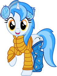 Size: 4500x6001 | Tagged: safe, artist:pirill, oc, oc only, oc:penny curve, pony, unicorn, 2021 community collab, derpibooru community collaboration, mlp vector club, absurd resolution, clothes, cutie mark, female, jacket, mare, open mouth, raised leg, show accurate, simple background, socks, solo, text, transparent background, vector, winter jacket