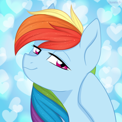 Size: 1024x1024 | Tagged: safe, artist:chickenbrony, rainbow dash, pegasus, pony, bust, cute, dashabetes, heart, icon, looking at you, portrait, smiling, solo