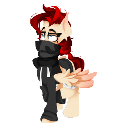 Size: 1828x1828 | Tagged: safe, artist:zvn, derpibooru exclusive, oc, oc only, oc:red pone (8chan), pegasus, pony, 2021 community collab, derpibooru community collaboration, /pone/, 8chan, clothes, hoodie, scarf, simple background, solo, transparent background
