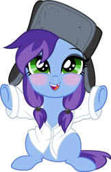 Size: 2584x4000 | Tagged: safe, artist:limedazzle, oc, oc only, oc:cher nobyl, pony, unicorn, button-up shirt, cute, female, filly, foal, hat, pigtails, show accurate, simple background, solo, transparent background, ushanka