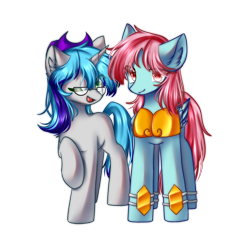 Size: 2000x2000 | Tagged: safe, artist:peace anya, oc, oc only, oc:prism cosmos, oc:pts, pegasus, unicorn, 2021 community collab, derpibooru community collaboration, female, glasses, hat, horn, looking at you, mare, one eye closed, pegasus oc, simple background, transparent background, unicorn oc, wings, wink