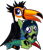 Size: 1089x1264 | Tagged: safe, artist:lightningbolt, derpibooru exclusive, oc, oc only, oc:demon hellspawn, oc:tristão, bird, griffon, half-siren, hybrid, pony, toco toucan, toucan, toucan griffon, 2021 community collab, derpibooru community collaboration, g4, baby, beak, colored hooves, colt, curved horn, duo, duo male, fangs, feather, fins, fish tail, folded wings, gay, hair over one eye, happy, hoof hold, horn, jewelry, leviathan cross, looking at you, magical gay spawn, male, necklace, offspring, open beak, open mouth, paws, plushie, pointy ponies, scales, shipping, show accurate, simple background, sitting, slit pupils, spots, tail, talons, tongue out, transparent background, wings