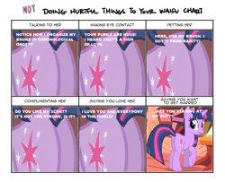 Size: 680x553 | Tagged: safe, edit, screencap, twilight sparkle, pony, unicorn, bridle gossip, g4, party of one, butt, cropped, cutie mark, female, golden oaks library, i watch it for the plot, mare, not doing hurtful things to your waifu, pictures of butts, plot, raised hoof, solo, tail, twibutt, unicorn twilight