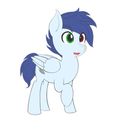 Size: 2900x2900 | Tagged: safe, artist:drawalaverr, oc, oc only, oc:slipstream, pegasus, pony, 2021 community collab, derpibooru community collaboration, commission, eye clipping through hair, high res, male, pegasus oc, quadrupedal, simple background, smiling, solo, stallion, transparent background, vector, wings
