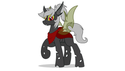 Size: 1920x1080 | Tagged: safe, artist:brutalweather studio, oc, oc:bandit, changeling, 2021 community collab, derpibooru community collaboration, bandana, changeling oc, double colored changeling, male, red eyes, show accurate, simple background, transparent background, yellow sclera