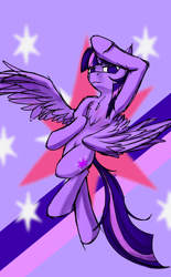 Size: 1236x2000 | Tagged: safe, artist:ktk's sky, twilight sparkle, alicorn, pony, g4, female, jojo pose, mare, solo, stars, twilight sparkle (alicorn), wings