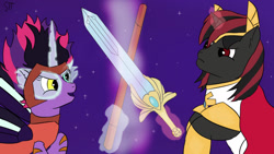 Size: 1280x720 | Tagged: safe, artist:schumette14, oc, crossover, evil twilight, fight, present, she-ra, she-ra and the princesses of power, space