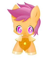 Size: 1000x1200 | Tagged: artist needed, safe, scootaloo, pony, g4, :3, armor, cute, cutealoo, knife, mouth hold, simple background, solo, white background