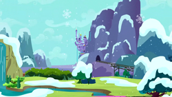 Size: 1280x720 | Tagged: safe, screencap, g4, hearth's warming eve (episode), background, canterlot, needs more jpeg, needs more pixels, no pony, scenic ponyville, snow