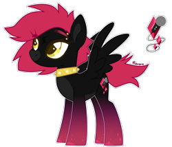 Size: 2292x1964 | Tagged: safe, artist:amelia007layt, artist:renera, oc, oc only, oc:rubellite rhapsody, pegasus, pony, collar, colored hooves, eyebrow piercing, female, mare, pegasus oc, piercing, simple background, solo, spread wings, transparent background, wings