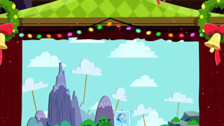 Size: 1280x720 | Tagged: safe, screencap, g4, hearth's warming eve (episode), background, canterlot, flag of equestria, liminal space, no pony, scenic ponyville, stage