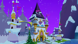Size: 1280x720 | Tagged: safe, screencap, g4, hearth's warming eve (episode), background, canterlot, night, no pony, scenic ponyville, snow