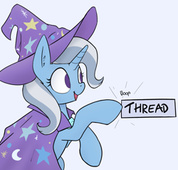 Size: 1209x1150 | Tagged: safe, artist:whiskeypanda, trixie, pony, unicorn, g4, /mlp/, boop, cape, clothes, drawthread, hat, simple background, smiling, trixie's cape, trixie's hat