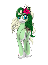 Size: 3000x4000 | Tagged: safe, artist:miniferu, oc, oc only, oc:panama palm, earth pony, pony, 2021 community collab, derpibooru community collaboration, female, flower, flower in hair, high res, mare, simple background, solo, transparent background