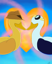 Size: 1296x1588 | Tagged: safe, artist:mixdaponies, braeburn, soarin', bird, duck, g4, abstract, duckified, gay, male, ship:soarburn, shipping, species swap