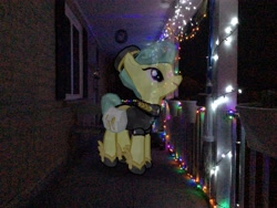 Size: 3272x2456 | Tagged: safe, artist:topsangtheman, gameloft, golden hooves (g4), earth pony, pony, g4, augmented reality, christmas, christmas lights, high res, holiday, irl, photo, ponies in real life, solo