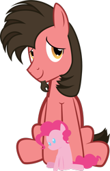 Size: 605x942 | Tagged: safe, artist:ace play, derpibooru exclusive, pinkie pie, oc, oc only, oc:ace play, earth pony, pony, 2021 community collab, derpibooru community collaboration, .svg available, facial hair, goatee, male, plushie, simple background, sitting, solo, stallion, svg, transparent background, vector