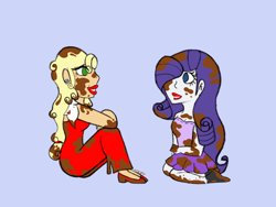 Size: 2048x1536 | Tagged: safe, artist:mintymelody, applejack, rarity, equestria girls, g4, dressed up, jewelry, misleading thumbnail, mud, muddy, necklace, pearl necklace