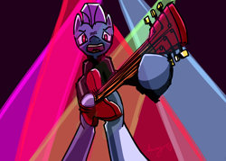 Size: 2560x1829 | Tagged: safe, artist:swegmeiser, oc, oc only, pony, concert, guitar, musical instrument, singing, solo