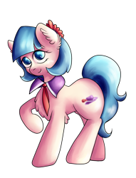 Size: 3050x4000 | Tagged: safe, artist:coco-drillo, coco pommel, earth pony, pony, g4, accessory, chest fluff, ear fluff, looking at you, necktie, raised hoof, simple background, solo, standing, transparent background