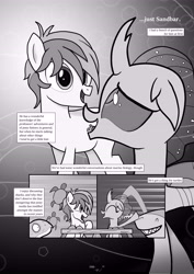 Size: 6071x8598 | Tagged: safe, artist:johnerose126, ocellus, sandbar, changedling, changeling, pony, shark, turtle, fanfic:does she know, g4, absurd resolution, fanfic art, female, friendship, male, monochrome