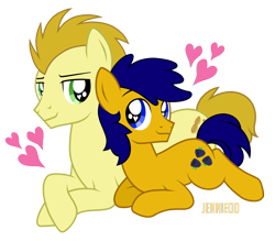 Size: 1200x1049 | Tagged: safe, artist:jennieoo, oc, oc only, oc:blackberry surprise, oc:peanut medley, earth pony, pony, g4, couple, cuddling, gay, heart eyes, love, lovers, male, show accurate, simple background, stallion, transparent background, wingding eyes
