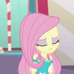 Size: 1080x1080 | Tagged: safe, screencap, fluttershy, equestria girls, equestria girls specials, g4, my little pony equestria girls: better together, my little pony equestria girls: rollercoaster of friendship, animated, cropped, cute, female, fluttershy being fluttershy, geode of fauna, magical geodes, open mouth, shyabetes, solo, sound, webm