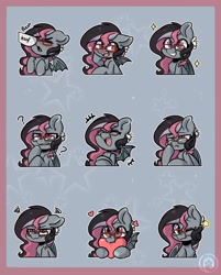 Size: 1718x2137 | Tagged: safe, artist:oofycolorful, oc, oc only, bat pony, pony, g4, bat pony oc, bat wings, cute, expressions, ocbetes, solo, starry eyes, wingding eyes, wings