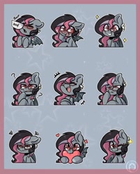 Size: 1718x2137 | Tagged: safe, artist:oofycolorful, oc, oc only, bat pony, pony, g4, bat pony oc, bat wings, blushing, cute, expressions, eye clipping through hair, ocbetes, solo, starry eyes, wingding eyes, wings