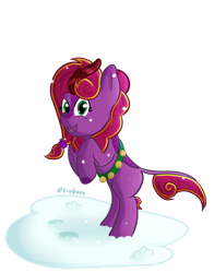 Size: 1024x1308 | Tagged: safe, artist:exobass, oc, oc:diamond-chi, kirin, bells, christmas, holiday, looking at you, secret santa, simple background, transparent background