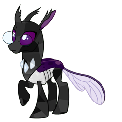 Size: 763x763 | Tagged: safe, oc, oc only, oc:obsidian chitin, changedling, changeling, crystal pony, crystallized, simple background, solo, transparent background
