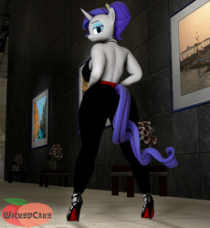 Size: 1984x2160 | Tagged: safe, artist:wickedcake, rarity, anthro, g4, 3d, female, large butt, nudity, source filmmaker