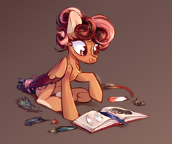 Size: 3445x2894 | Tagged: safe, artist:shore2020, oc, oc only, pegasus, pony, book, feather, female, high res, mare, solo