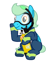 Size: 2000x2500 | Tagged: safe, artist:akififi, oc, oc only, oc:sea glow, pegasus, pony, 2021 community collab, derpibooru community collaboration, air tank, dive mask, high res, scuba gear, simple background, sitting, snorkel, solo, transparent background, wetsuit