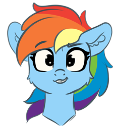 Size: 2234x2389 | Tagged: safe, artist:yelowcrom, rainbow dash, pegasus, pony, g4, cheek fluff, cute, ear fluff, female, high res, looking at you, mare, simple background, white background