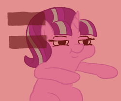 Size: 678x566 | Tagged: safe, artist:jargon scott, starlight glimmer, pony, unicorn, g4, the cutie map, :t, bugs bunny, communism, equal cutie mark, female, lidded eyes, mare, meme, ponified meme, red background, s5 starlight, simple background, smiling, solo, stalin glimmer, that pony sure does love equality, this will end in communism