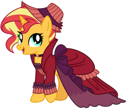 Size: 1024x886 | Tagged: safe, artist:emeraldblast63, sunset shimmer, pony, unicorn, a hearth's warming tail, g4, clothes, dress, simple background, solo, transparent background, vector