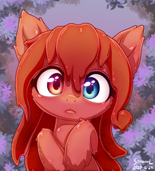 Size: 1600x1760 | Tagged: safe, artist:symbianl, oc, oc only, oc:cherry slime, goo, goo pony, original species, pony, bust, female, filly, heterochromia, looking at you, open mouth, solo