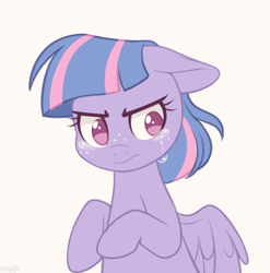 Size: 1300x1317 | Tagged: safe, artist:higglytownhero, wind sprint, pegasus, pony, g4, crying, female, filly, foal, freckles, frown, raised hoof, sad, simple background, solo, white background