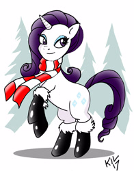 Size: 2167x2768 | Tagged: safe, artist:koku-chan, rarity, pony, unicorn, g4, christmas, christmas stocking, clothes, cutie mark, high res, holiday, scarf, solo
